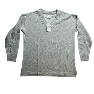 LOU & GREY Signaturesoft Plush V Neck Heather Grey Long Sleeve Top‎ XS